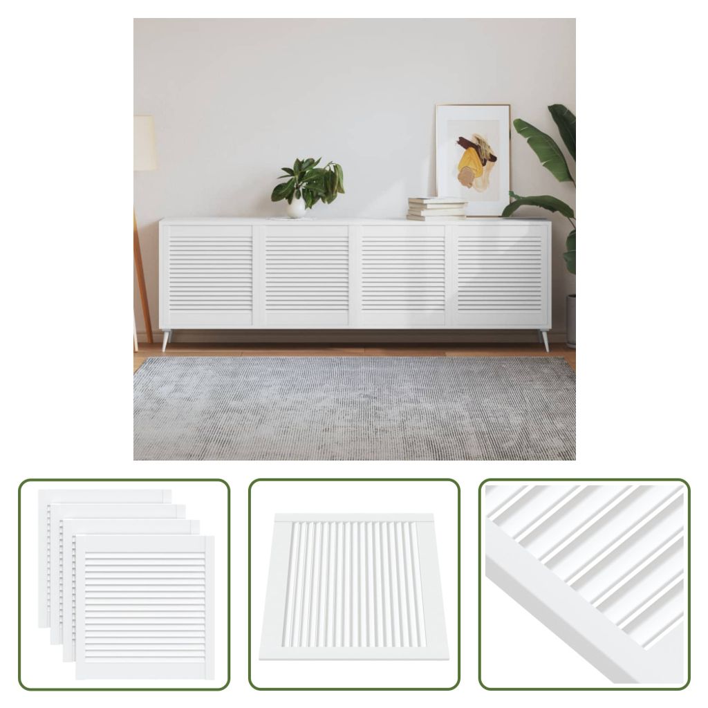 The Living Store Schranktüren Lamellen-Design 4 Stk Weiß 61,5x59,4 cm Massivholz