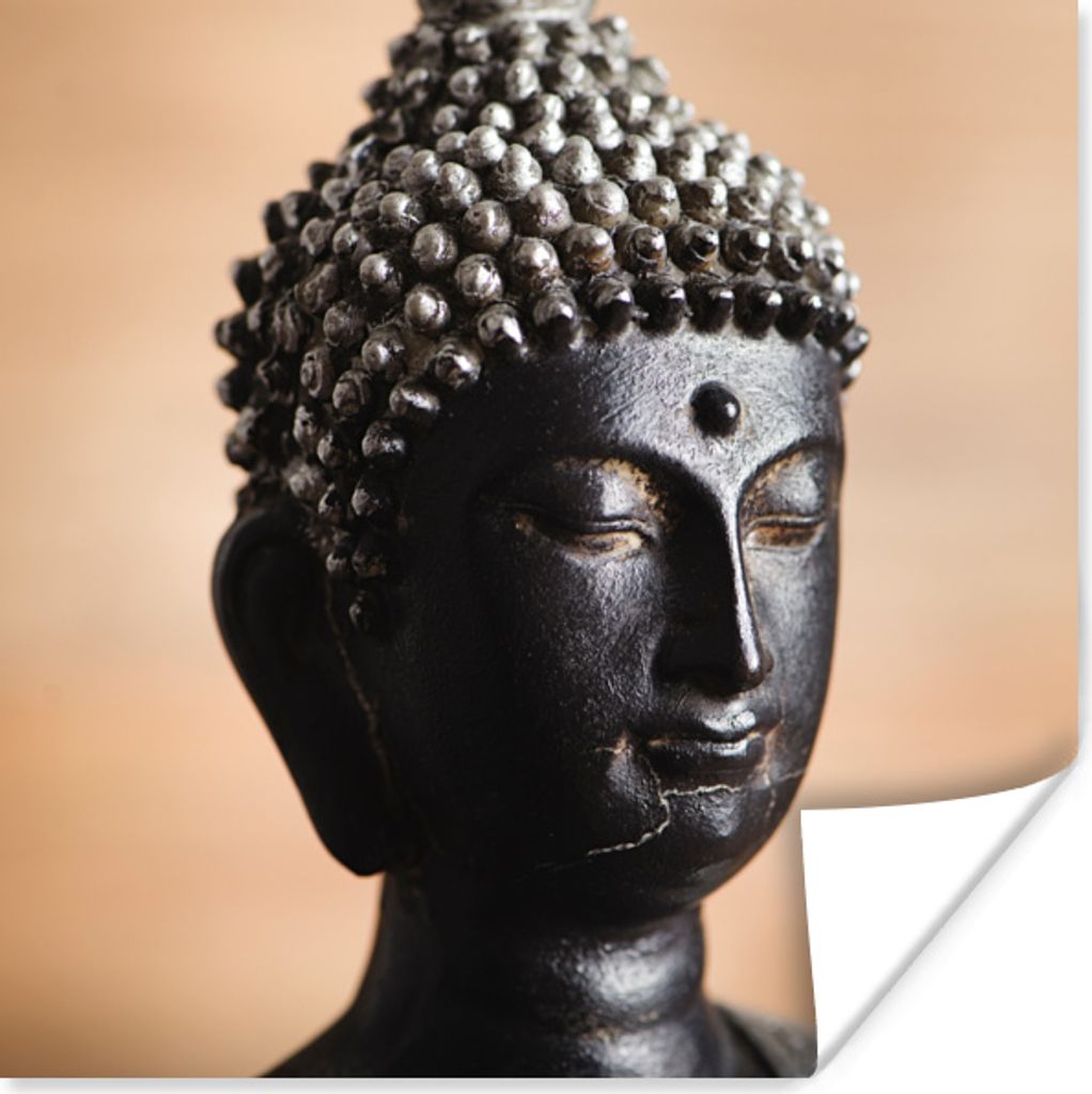 MuchoWow Poster Buddha - Schwarz - Braun 100x100 cm - Babyzimmer