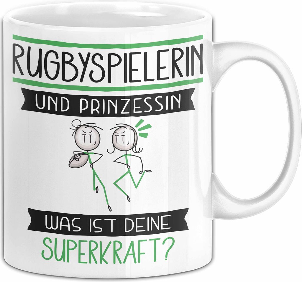 Rugbyspielerin Und Prinzessin Tasse Geschenk Für Eine Rugbyspielerin Geburtstag Was Ist Deine Superkraft (Weiß)