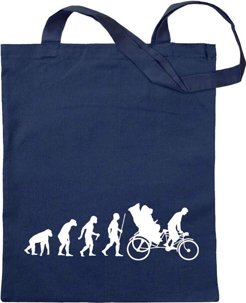 Kiwistar - Baumwolltasche - dunkelblau - Fahrradrikscha Evolution - Tragetasche Stoffbeutel Umhängetasche Langer Henkel