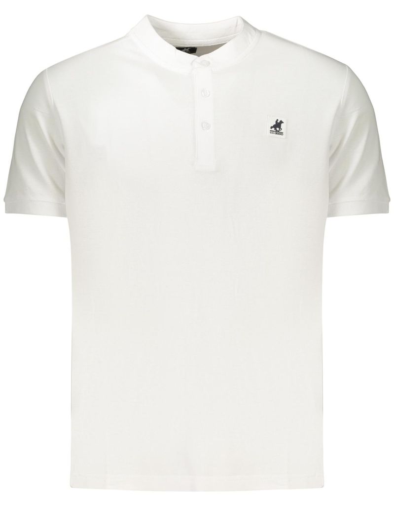 Weißes Kurzarm-Polo für Herren mit Stehkragen und Applikationen