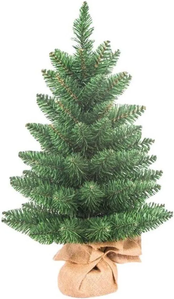 Petit sapin de Noël artificiel 60 cm avec socle en lin élégant - Déco