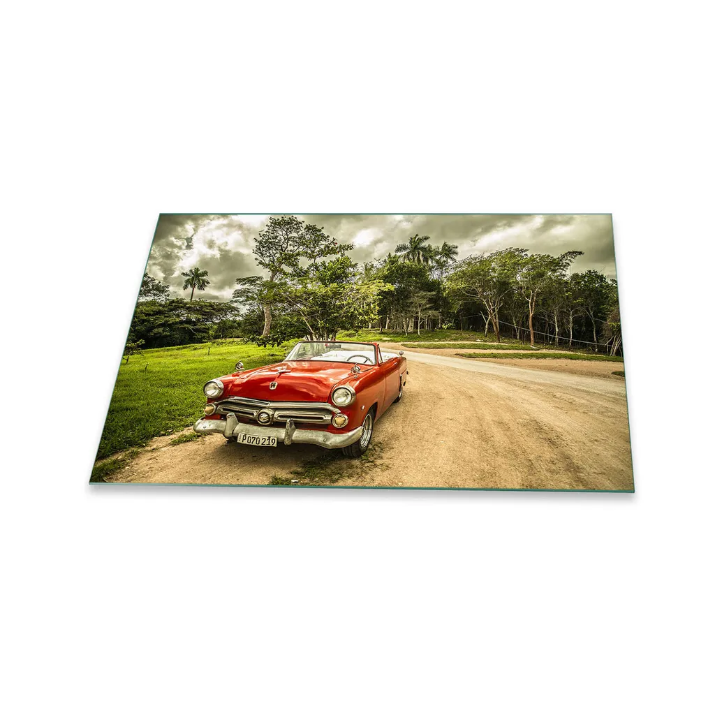 Protezione Piano Cottura Ceramica 80x52 | Vetro Temperato Rosso Auto