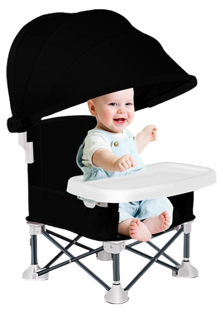 Zusammenklappbarer tragbarer Baby-Esszimmerstuhl mit Tablett für Reisen und Outdoor-Aktivitäten