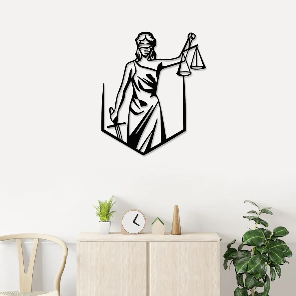 Decorazione Metallo Wallity Justice Nero 65x75 | Design Minimalista