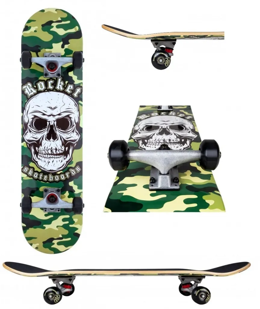 Skateboard Combat Skull 7.75 inch Rocket green - Planche complète robuste