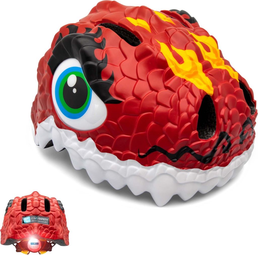 Fahrradhelm für Kinder | Roter Drache | Crazy Safety | EN1078