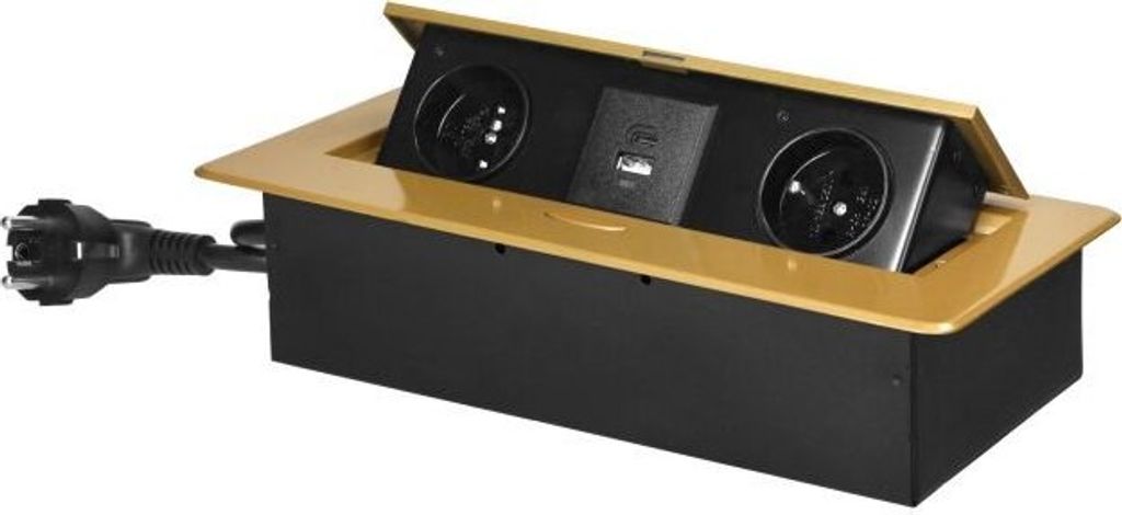 Výklopný blok zapuštěný ORNO OR-GM-9035/C, 2x 230V, 2x USB Obrázek produktu 