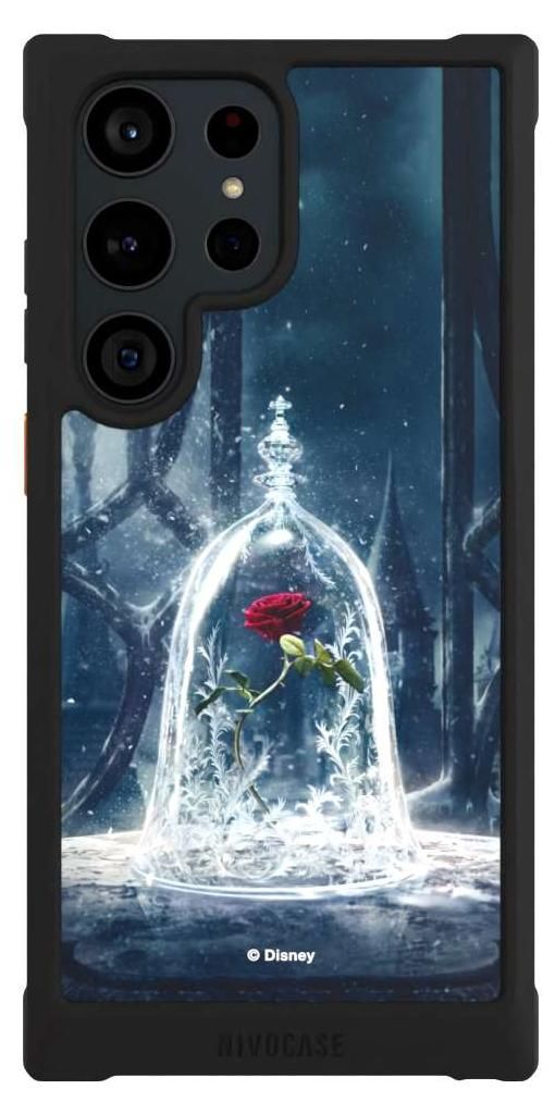 NIVOCASE Hülle für Samsung Galaxy S23 Ultra Stoßfeste Handyhülle NIVOmax Case Schwarz Die Schöne und das Biest Disney Princess Rose