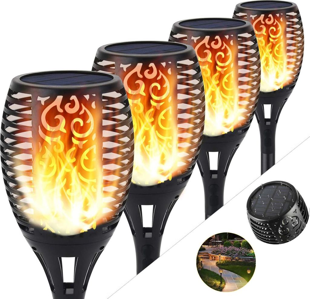 7x Solarleuchte 96 LED Garten Beleuchtung Solar Licht Lampe Fackel Leuchte IP65