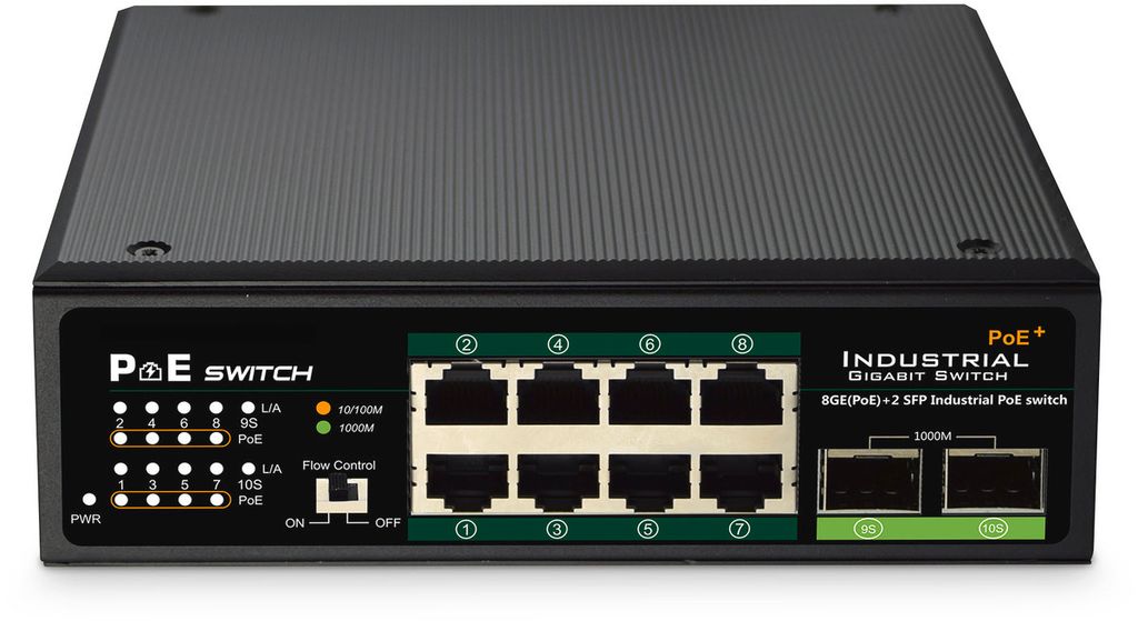 DIGITUS Switch Ind. 8-Port Gigabit 30W PoE Unmanaged schwar