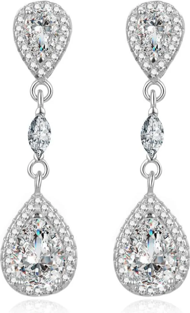 Boucles d'oreilles en argent et zircons AGUP864L - Éclat Durable