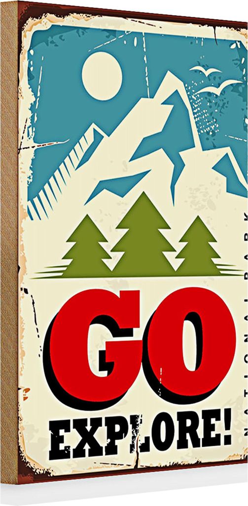 Holzschild Retro 20x30cm National Park go explore