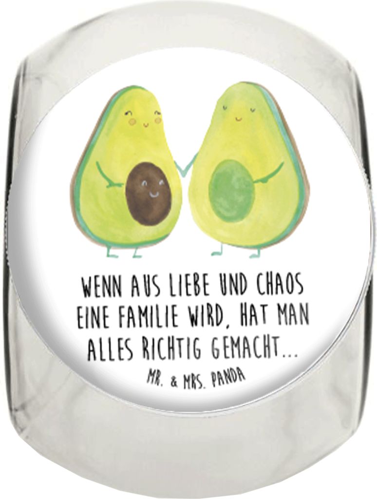 Mr. & Mrs. Panda Kaffeedose Avocado Pärchen L 870ml - Weiß - Geschenk, Familie, Vorratsbehälter, Avocados, Bonboniere, Kinder, Geburt, Teedose, ...