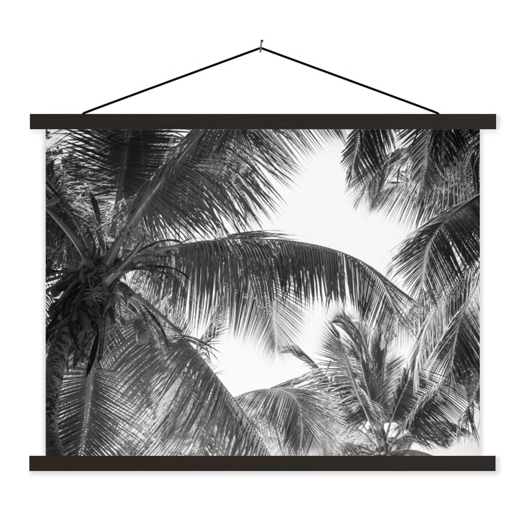 MuchoWow Textilposter Palmwedel - Vintage - Natur 150x113 cm mit holzfarbenen Rahmen - Poster