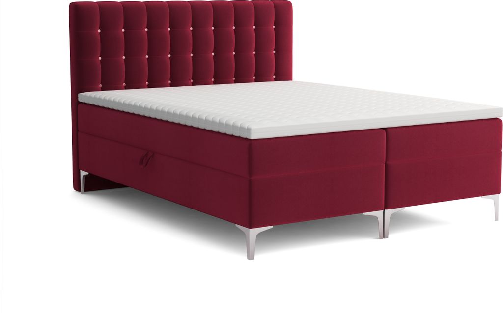 Emoebel24 Boxspringbett mit Topper und 2 Bettkasten, Polsterbett, Doppelbett 160x200 cm Jack Rotbraun