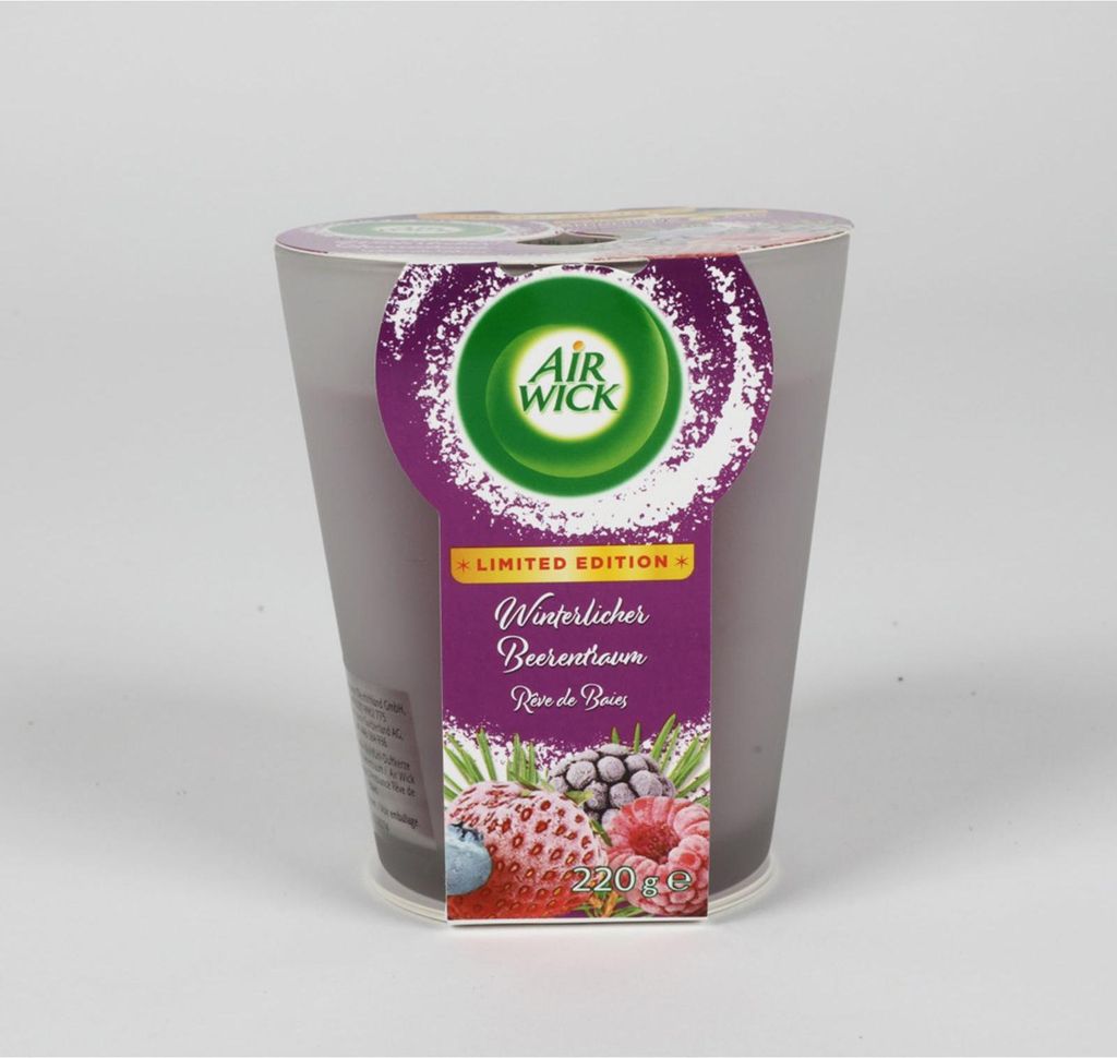 6x Air Wick Duftkerze 220 g – Winter Berry Dream | Aromatische Kerze im Glas für gemütliche Wintermomente | intensiver Beerenduft für Zuhause ...