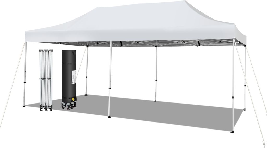 COSTWAY 3x6m Faltpavillon, Pavillon mit Rädern, UV-Schutz 50+, wasserdicht, stabiles Partyzelt, Pop Up Gartenpavillon für Festivals, Party, Garte...