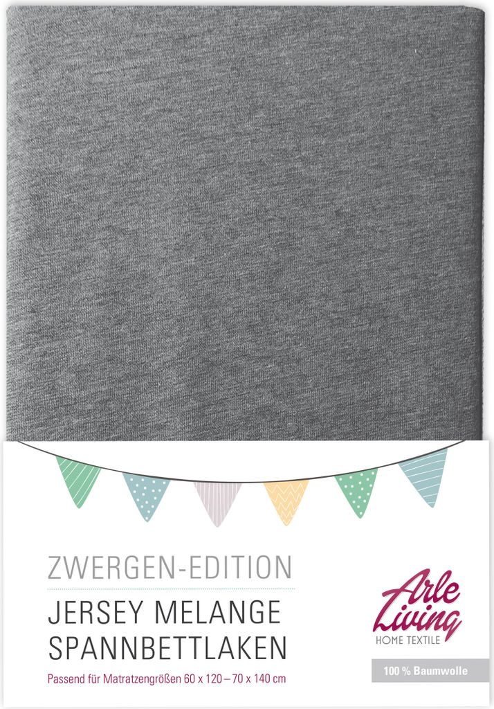 Melange Kinder Baby Jersey Spannbettlaken hellgrau 60x120 - 70x140 cm meliert