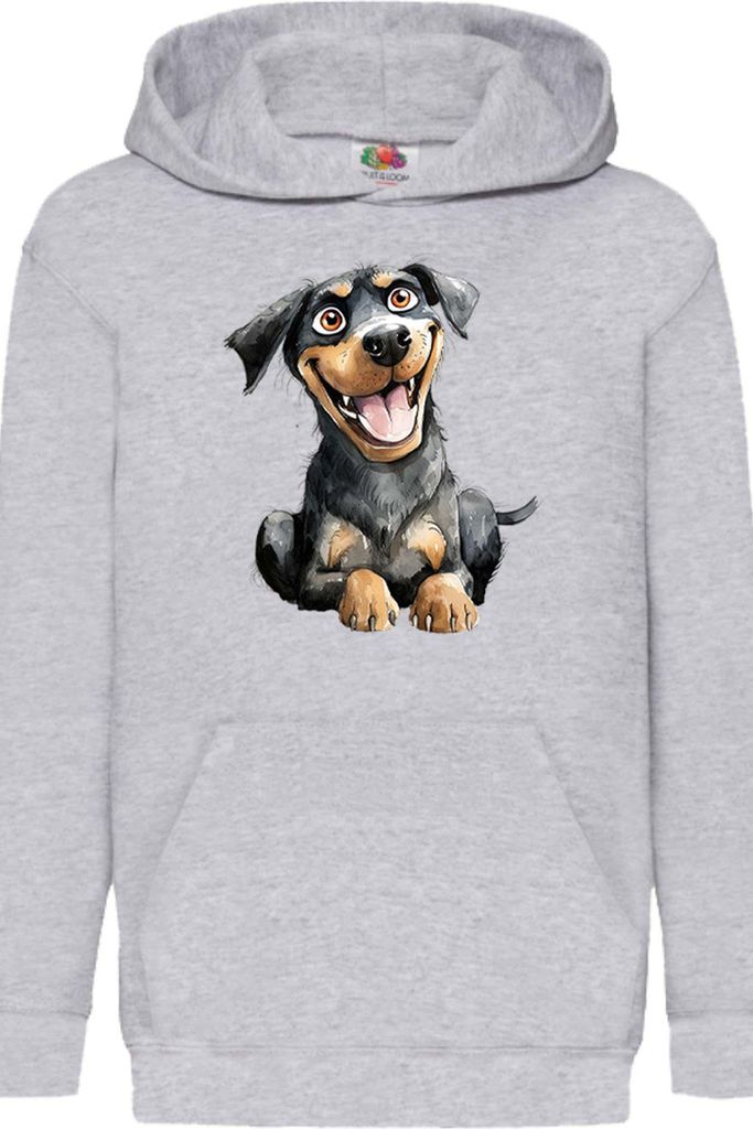 Kinder Kapuzenpullover Funny Dogs Breeds Rottweiler Dog Breed, 7-8 Jahr - 128 / Grau
