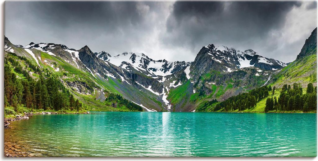 ARTland Leinwandbild Bergsee Größe: 100x50 cm Produktbild 
