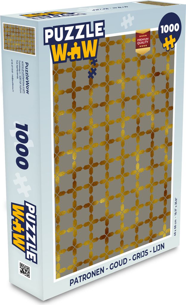 MuchoWow Puzzle 1000 Teile Muster - Gold - Grau - Linie - Spielzeug - Alt und Jung - Spiele - Puzzeln