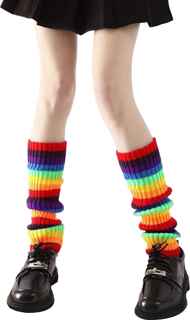 Beinwärmer, weich, stilvoll, ausgefallen, für den Winter, 80er-Jahre-Party, Tanz, Neon, lange Beinwärmer für Frauen, Mädchen und Damen