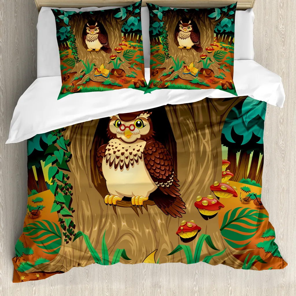Housse de Couette 200x200 pour Chambre Enfant ou Adulte Motif Chouette