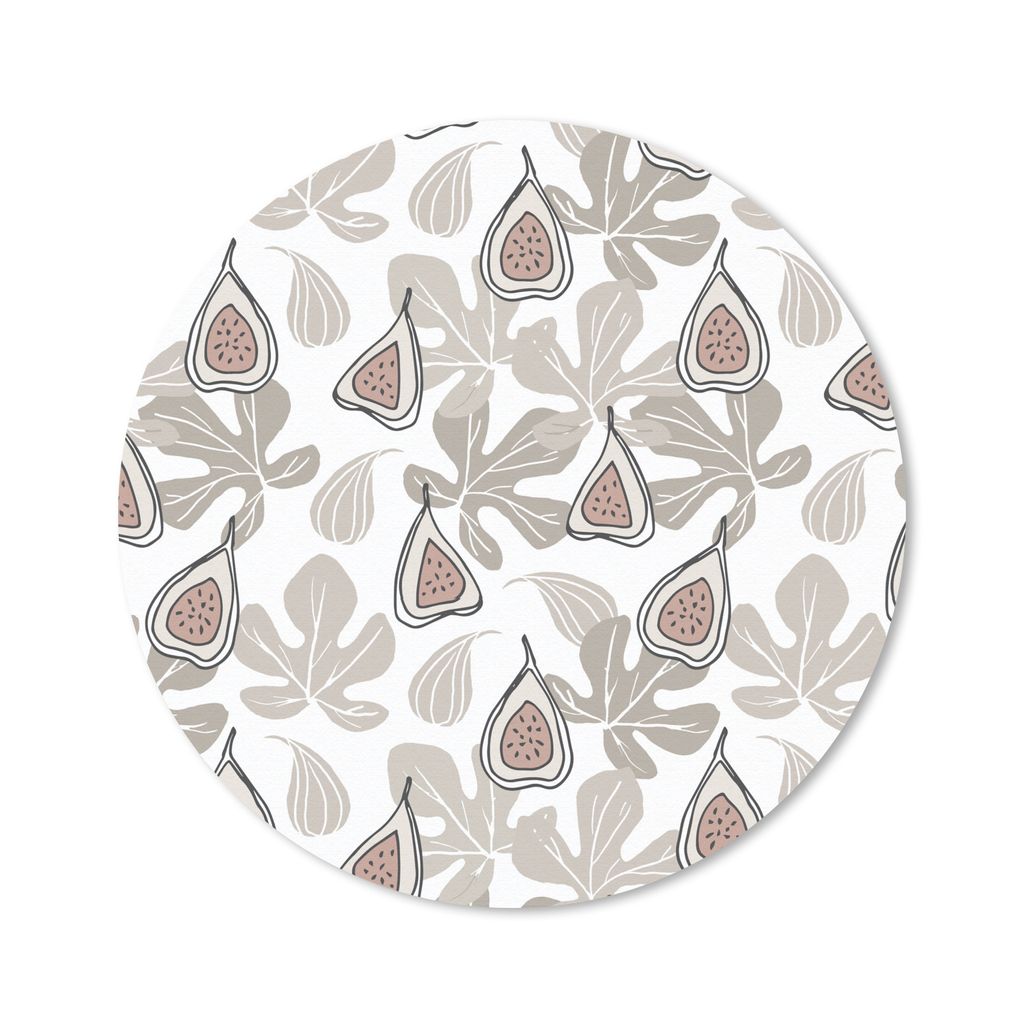 MuchoWow Mauspad Mousepad Sommer - Blätter - Feigen - Weiß 50x50 cm - Mousepads - Maus Mat - Pad - Mausunterlage - Vinyl