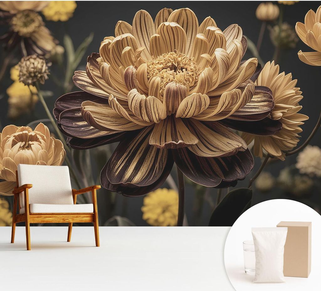 Fototapete - 312x219 cm - Tapete - Wandtapete - Wandbilder - Dekofolie - Tapete Folie - Wand - Dekoration - Wohnzimmer - Florale Eleganz