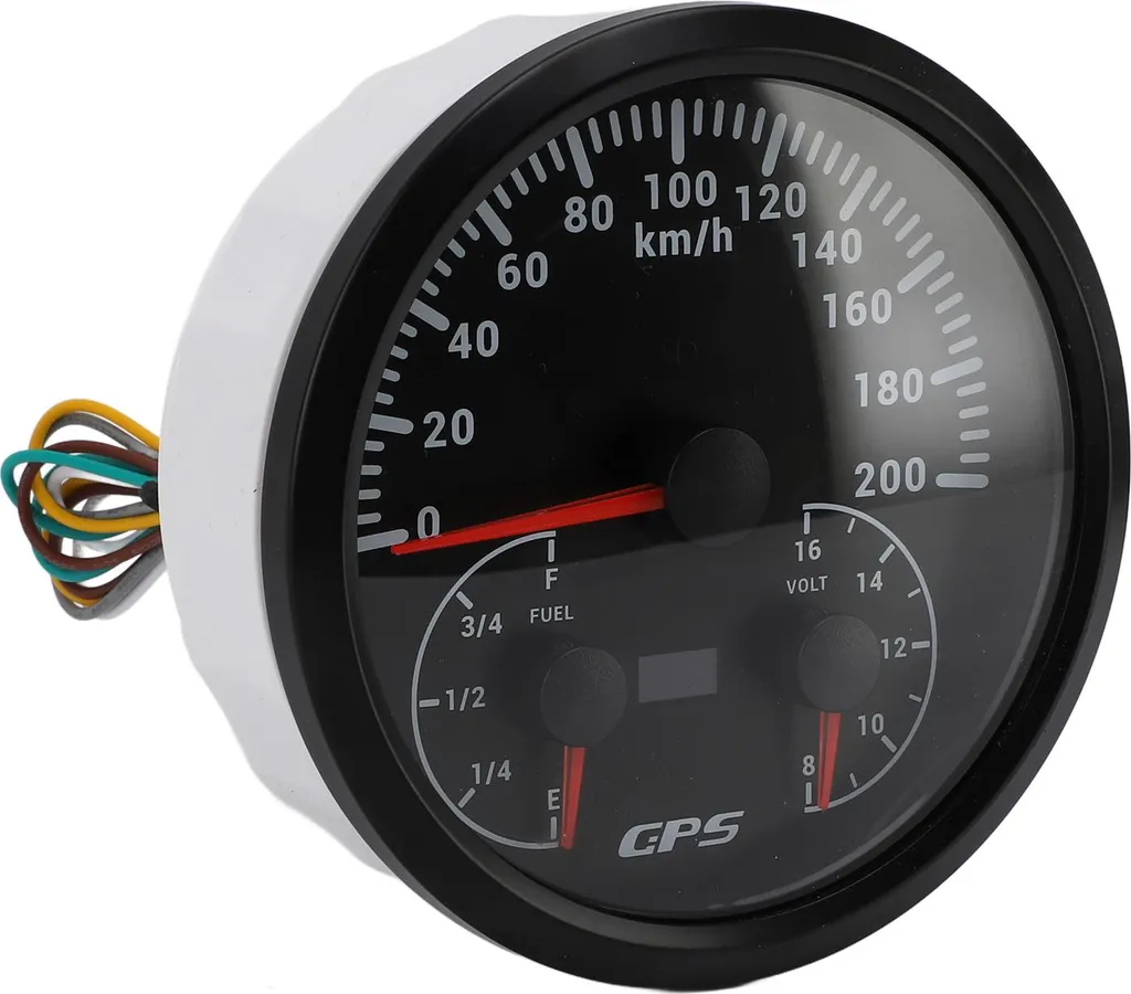 Tachymètre GPS 3 en 1 de 110mm avec Jauge de Carburant et Voltmètre Noir