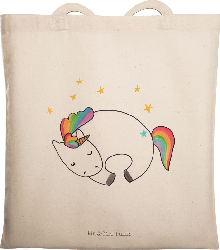 Mr. & Mrs. Panda Tote Bag Einhorn Nacht - Transparent - Geschenk, Unitasche, Tasche, Freundin, Einhörner, Uni, Träume, Ruhe, Schultasche, Einkauf...