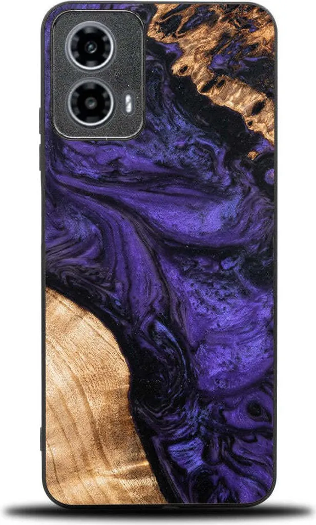 Coque antichoc en bois violet pour Motorola Moto G34 5G anti-rayures