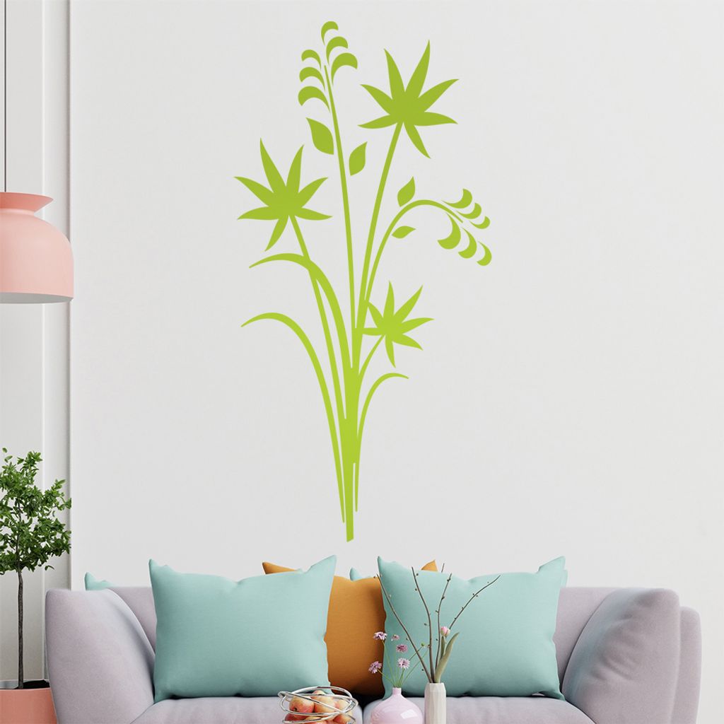 Pflanze - Ornamente - Natur Wandtattoo in 6 Größen - Wandaufkleber Wall Sticker - Dekoration, Küche, Wohnzimmer, Schlafzimmer, Badezimmer