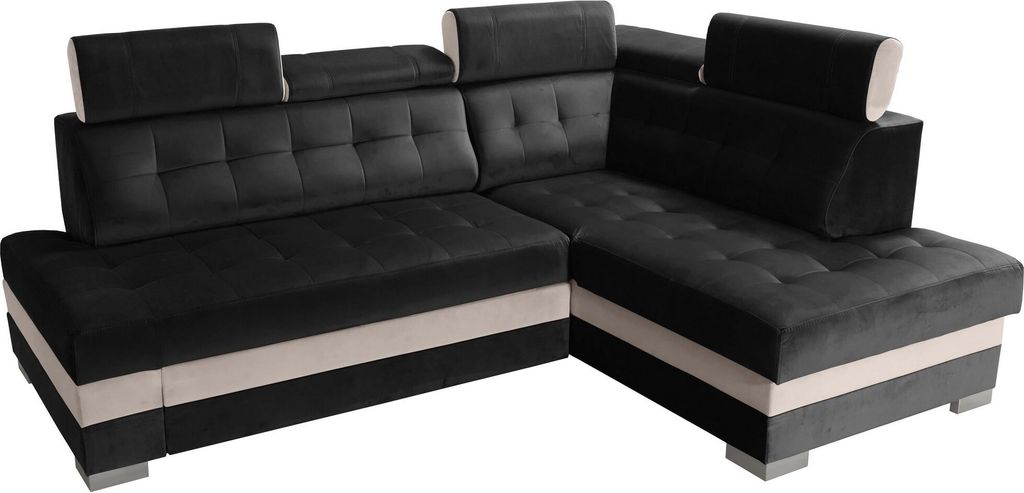 Robin Paris Ecksofa mit Schlaffunktion Bettkasten 5 Verstellbare Kopfstützen Sofa L-Form Schlafsofa Freistehende Eckcouch Schlafcouch Wohnzimmerm...
