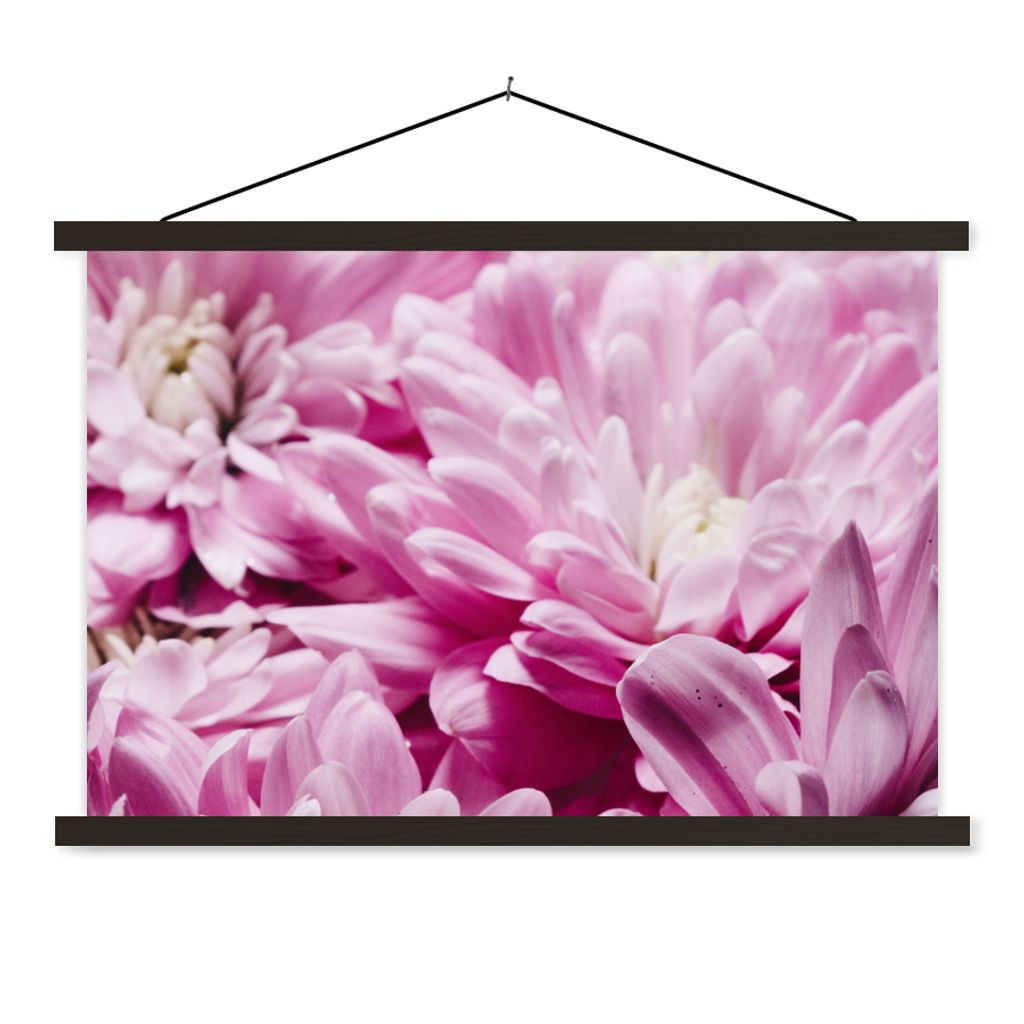 MuchoWow Textilposter Blumen - Rosa - Natur 150x100 cm mit schwarzem Rahmen - Schlafzimmer