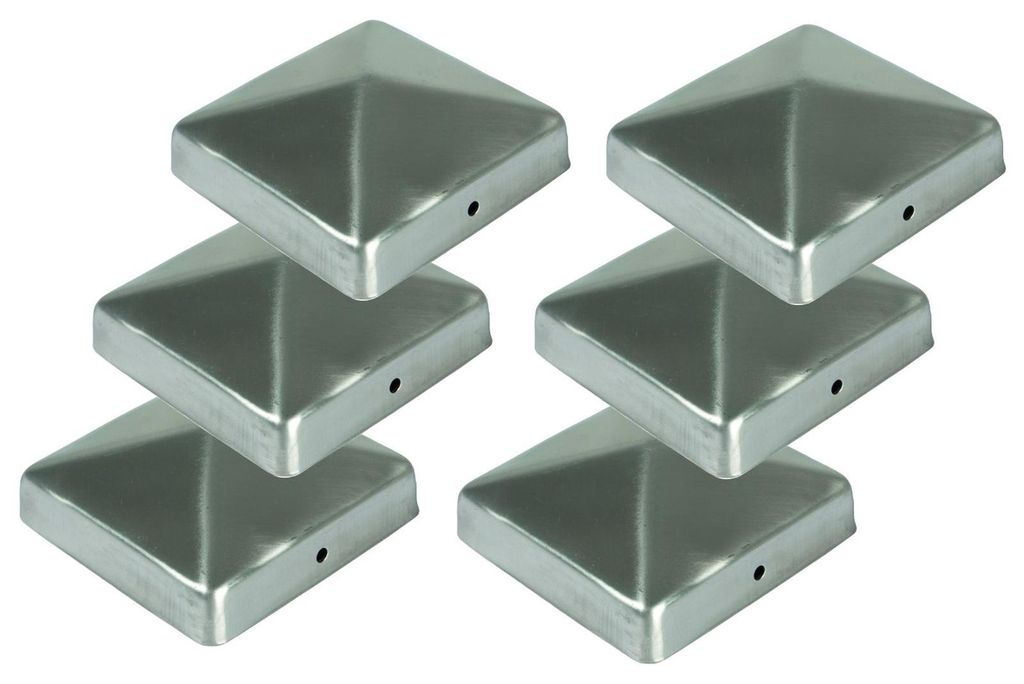 6x Edelstahl Pfostenkappe Pyramide 71x71mm Zaunkappe Produktbild 