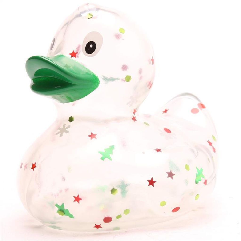 Badeente Glitzer XMas grüner Schnabel Vinyl 8,5 cm