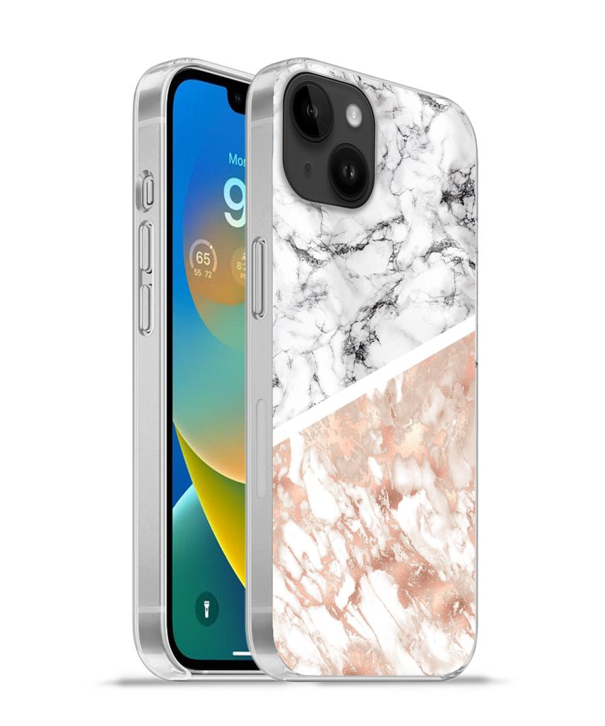 MuchoWow Handyhülle Schutzhülle Hülle für Apple iPhone 14 Plus - Soft case Marmor - Rosa - Abstrakt - Luxus Silikon Softcase Handy Hülle - A...