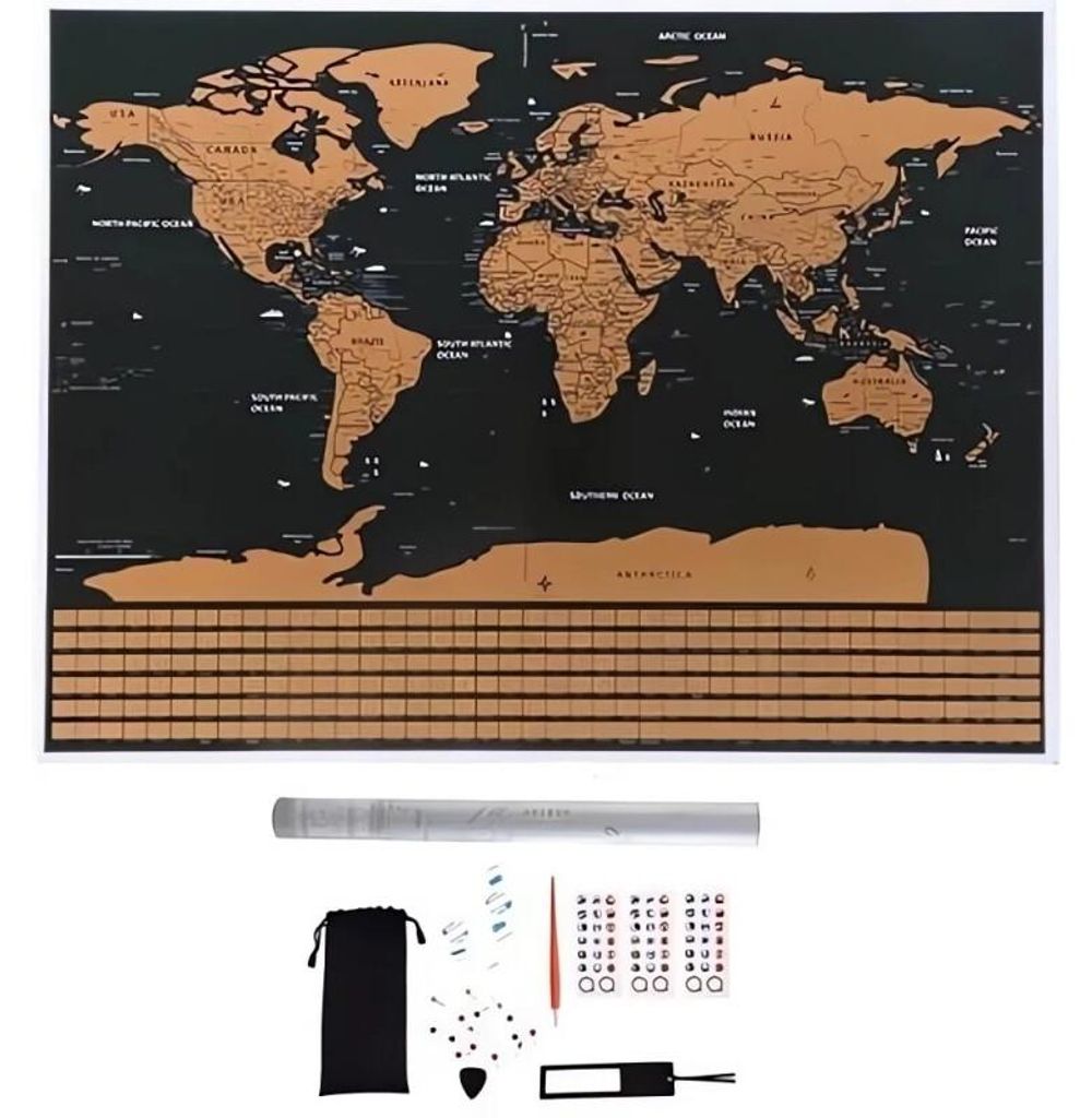 Malatec 23442 Große Rubbelkarte der Welt mit Flaggen, 82 x Produktbild 