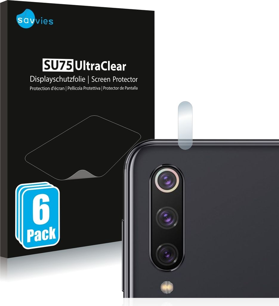 6x Für Xiaomi Mi 9 SE (NUR Kameraschutz) Schutzfolie Savvies Displayschutz Display Schutz Folie Klar Transparent