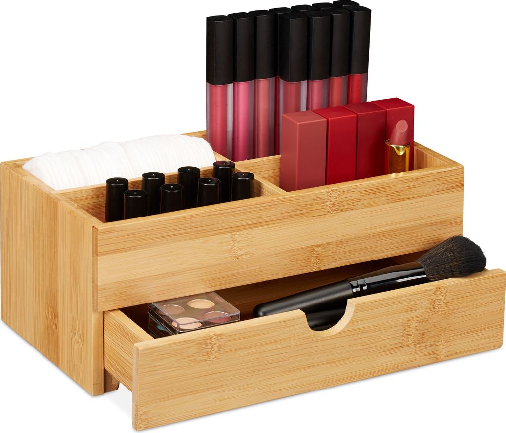 relaxdays Bambus Kosmetik Organizer