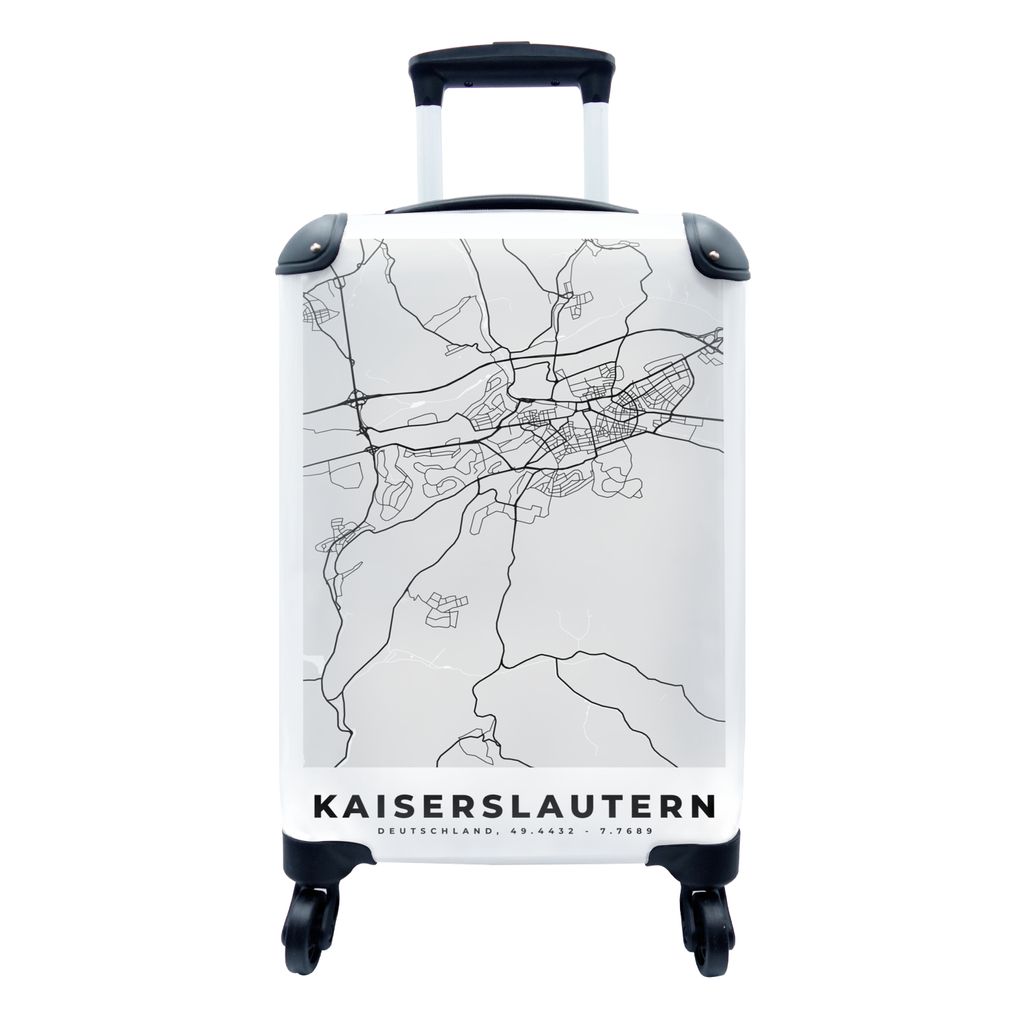 MuchoWow Koffer Handgepäck Trolley Rollkoffer Kleine Reisekoffer mit 4 Rollen - Kaiserlautern - Karte - Stadtplan - Deutschland - Cabin Size < 5...