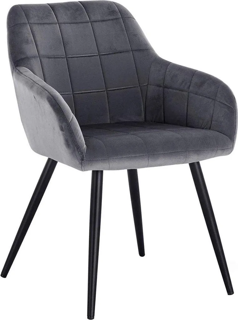 Sedia Verino Happyment: Poltrona Velluto Grigio e Metallo Moderno
