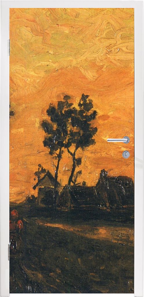 MuchoWow Türtapete Selbstklebende Türfolie Landschaft bei Sonnenuntergang - Vincent van Gogh 85x215 cm Türposter Türaufkleber Klebefolie Tür...