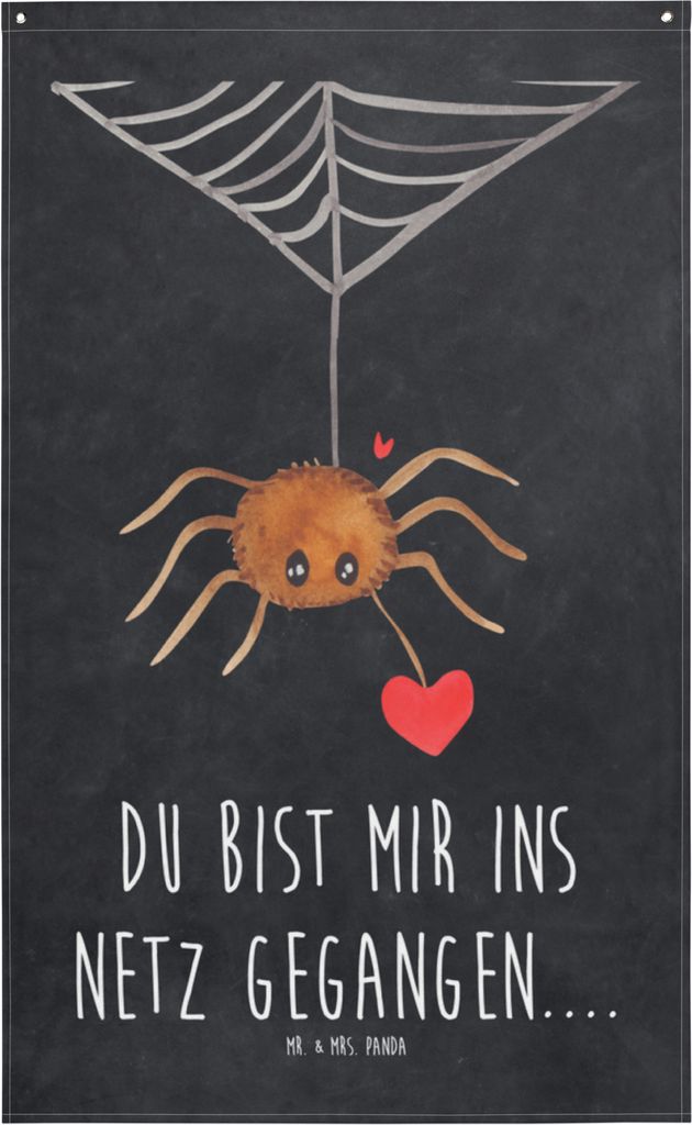 Mr. & Mrs. Panda Wandteppich Spinne Agathe Liebe - Kreidetafel - Geschenk, Verliebt, Wandbild, Gobelin, Tapisserie, Liebesbeweis, Liebesgeschenk, W...
