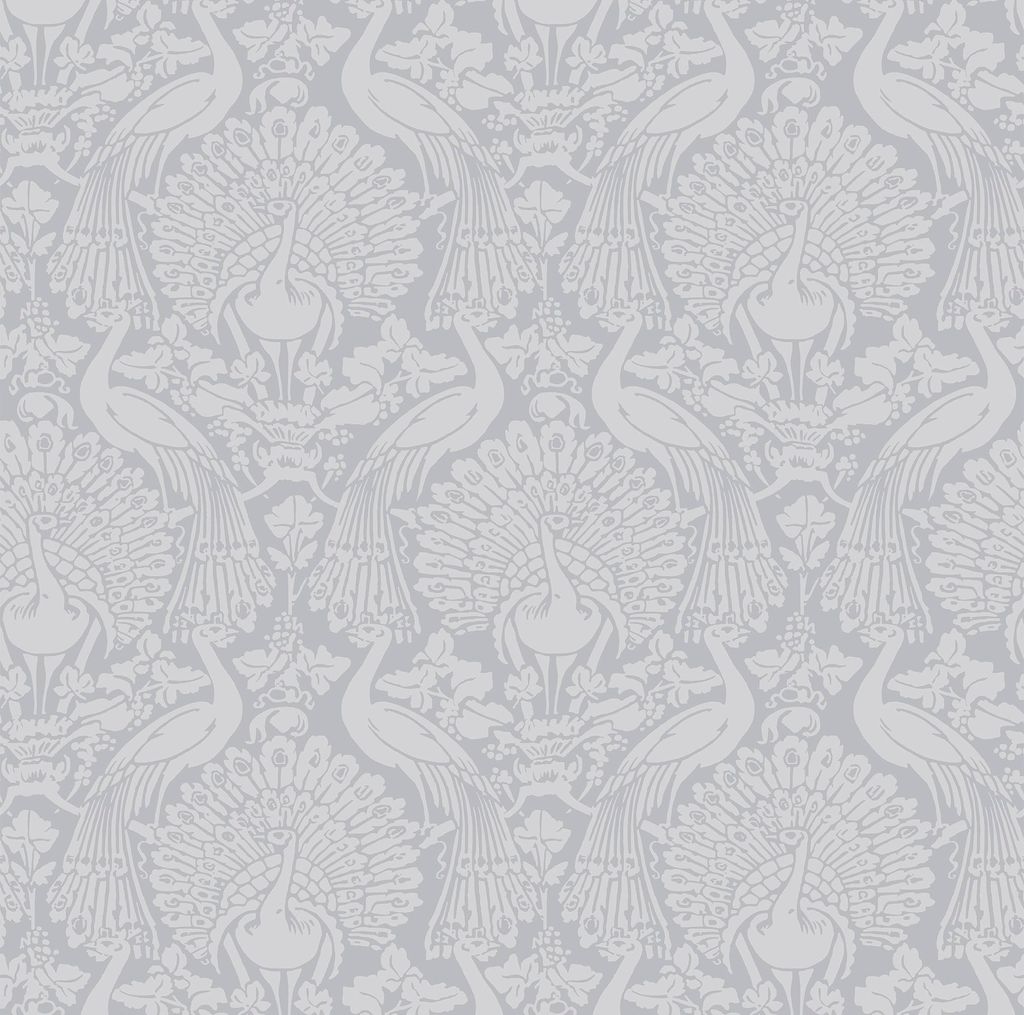 Laura Ashley - Vliestapete - Peacock Damask Pale Slate - 10mx52cm
