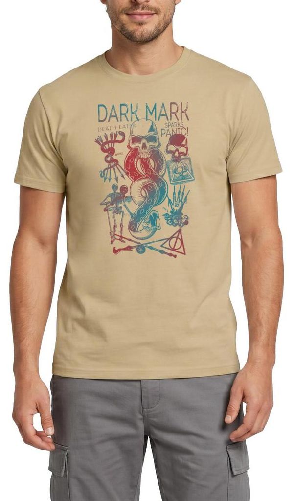 Spreadshirt Harry Potter Dunkles Mal & Horkruxe Design Männer T-Shirt, 3XL, Sandbeige