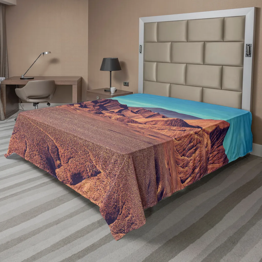 Drap de Lit Résistant et Doux 260x228, Imprimé Volcan sans Décoloration