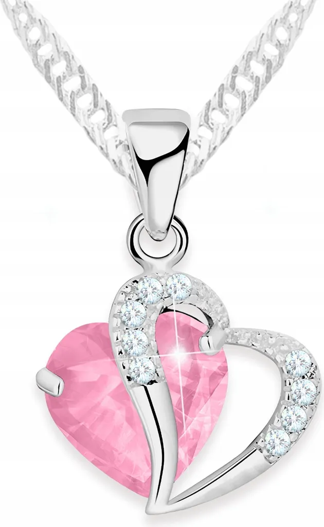 Set Collana e Orecchini Argento 925 Cuore Rosa Cristallo - Parure Donna - 2